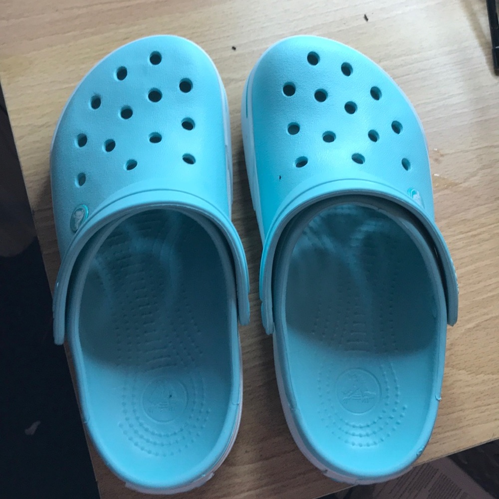 Teal blue crocs